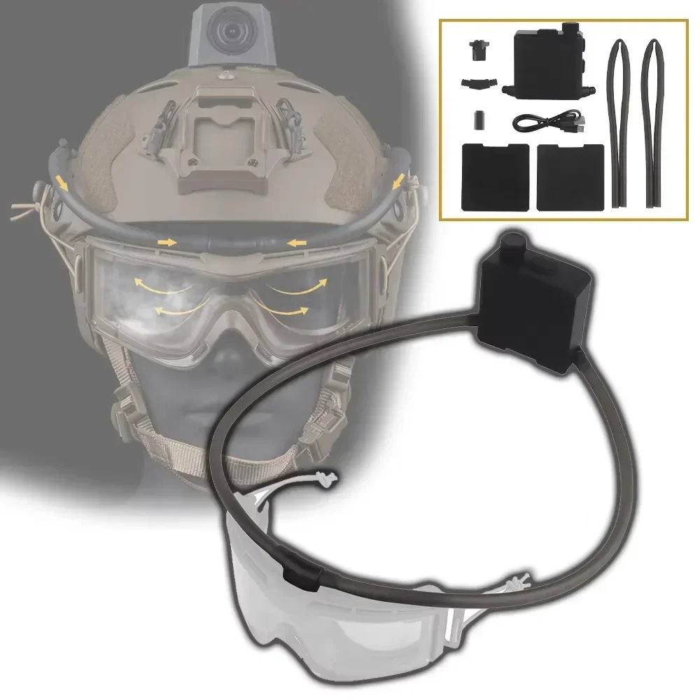 Tactical Goggles Defogger Outdoor Hunting Shooting CS Airsoft Games AntiFog Unit Adjustable Wind Speed Defogging Fan Kit tactical goggles defogging kit