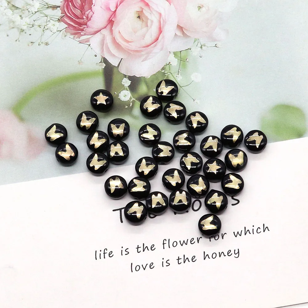 

Natural Seawater Shell Fashion Butterfly Mother Pearl Black Beads DIY Women's Self Made Necklace Earring Jewelry Accessories