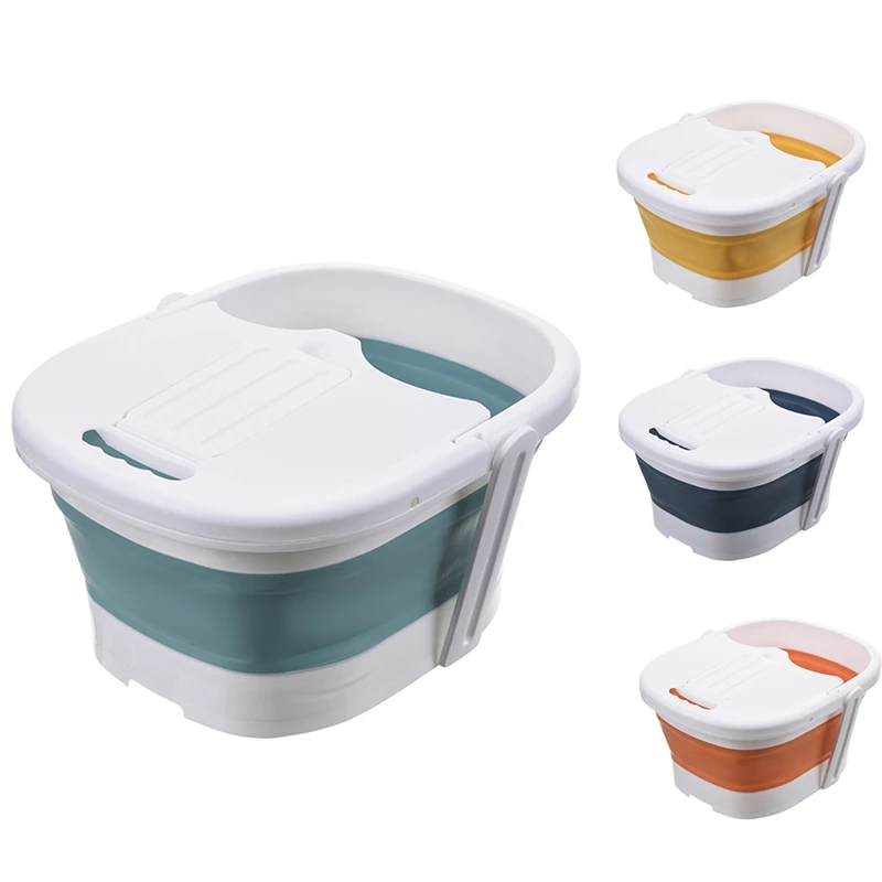 

AT35 Collapsible Footbath Massage Bucket Foot Soaking Bucket Folding Basin Sauna Spa Footbath Basin With Lid Bathtub