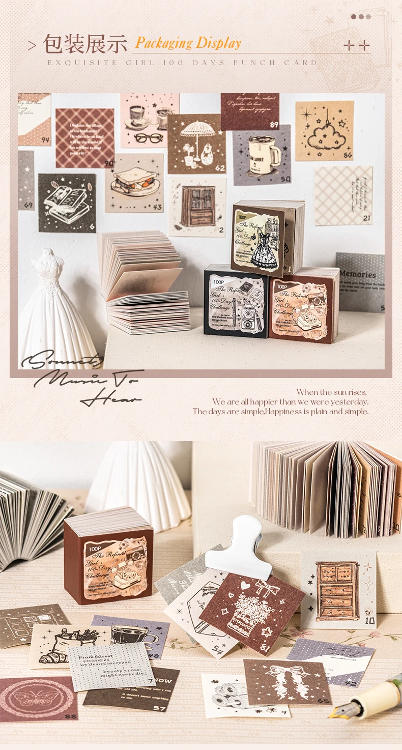 Journal GO 100 Seiten Delicate Girl's Life Material Book Daily Life Material Paper für Scrapbooking Collage Junk Journal DIY – Detail 4