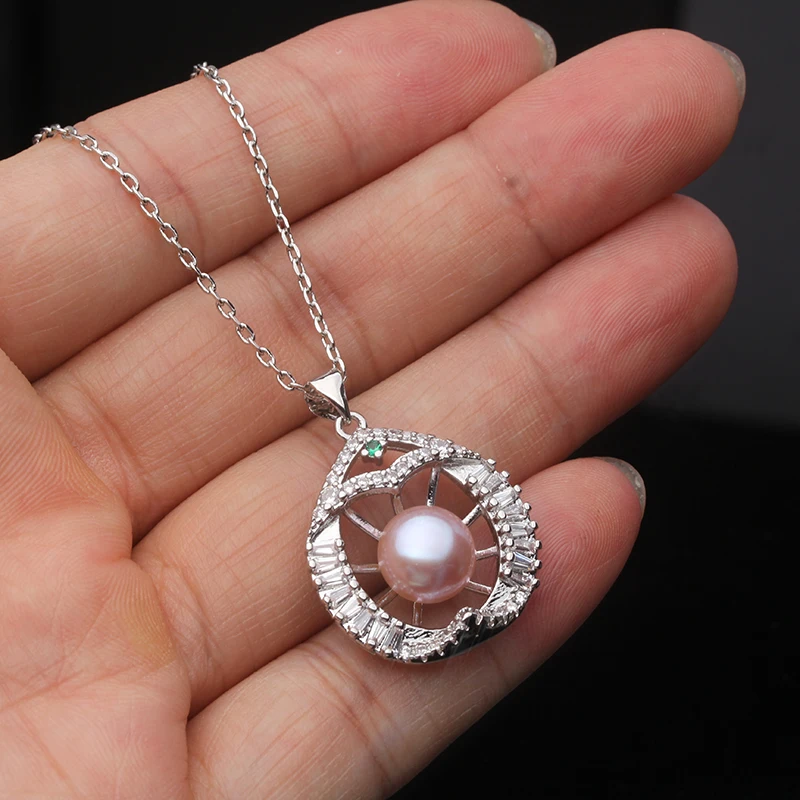 Silver Necklace Real 925 Silver Pendant With Pearl Women Natural Freshwater Pearl Necklace