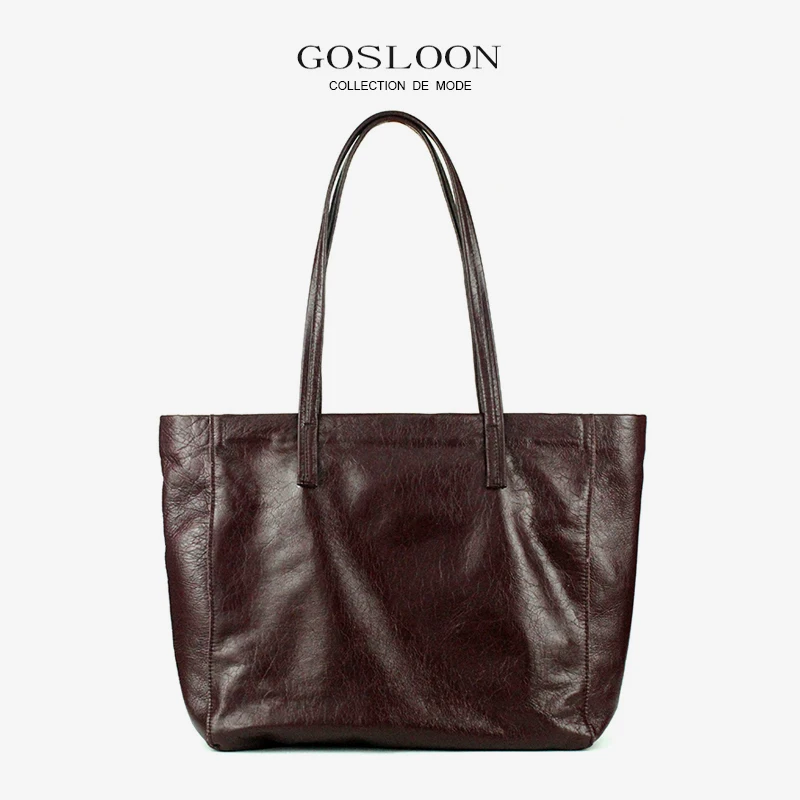 

GOSLOON-luxury Soft Genuine Leather Women Shoulder Bags Large Capacity Female Totes Bag Brand Designer Leather Lady Handbag Casu