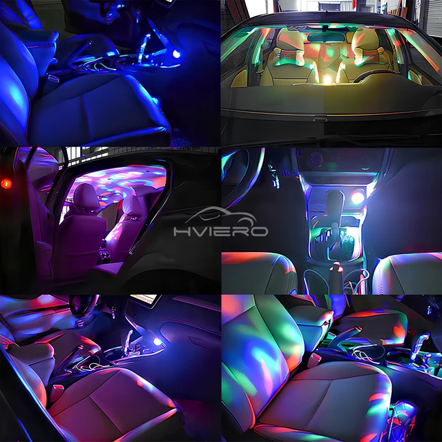 Car Led Auto Lamp USB Ambient Light DJ RGB Mini Colorful Music Sound USB-C Interface IOS Holiday Party Karaoke Atmosphere Bulbs 2