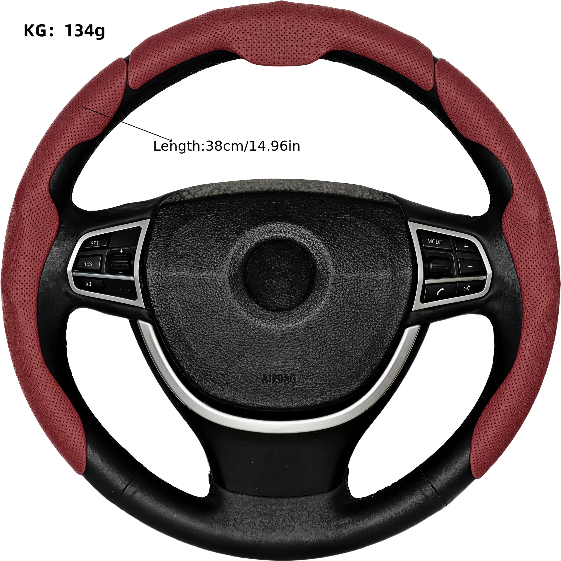 Universal Car PU Nappa Leather Steering Wheel Cover for Men and Women, All-Season, Anti-Slip, Sweat-Absorbent, Wear-Resistant