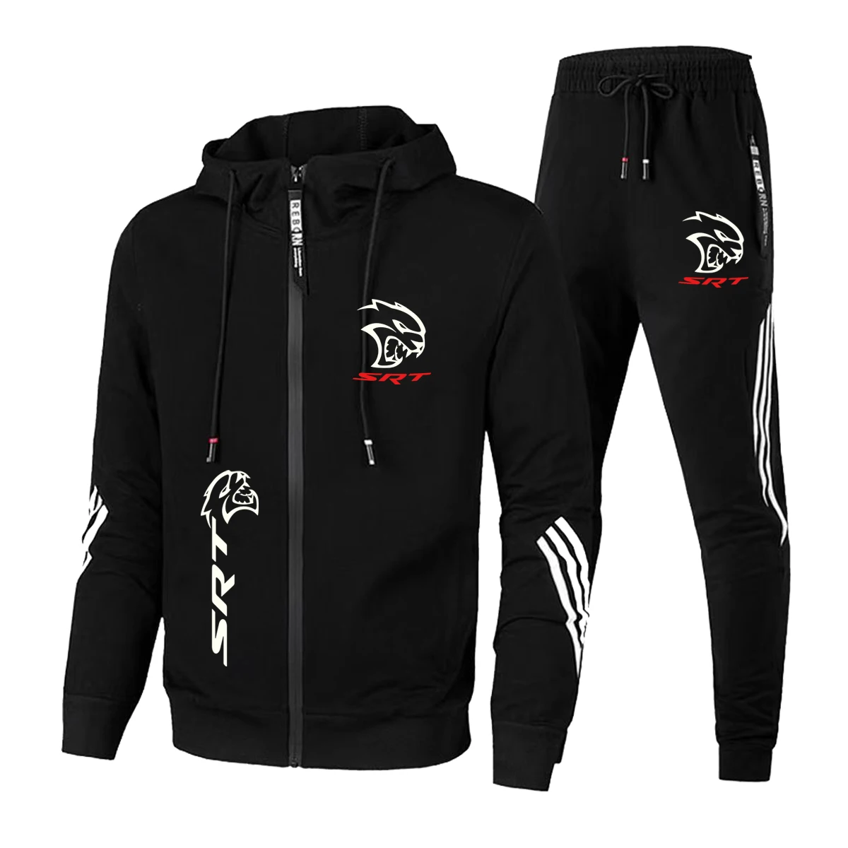 New Hellcat Hoodie Sportswear+Pants Set Fashionable and Simple SRT Printed Set Outdoor Sports Men's and Women's Hoodie