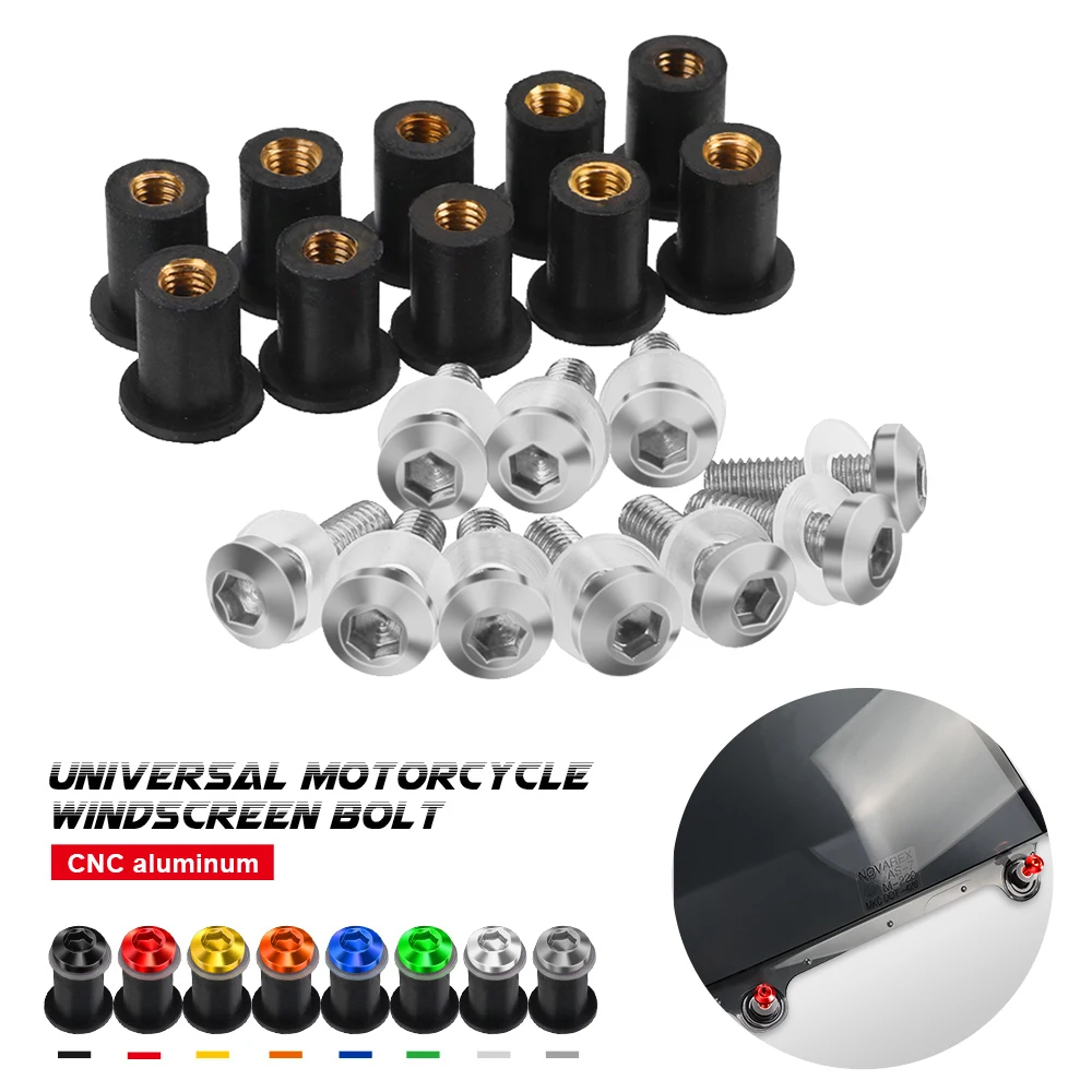 

10PCS Windscreen Windshield Bolt Screw Nut Fastener Motorcycle For Honda CBR 1000 RR 2006 2007 FOR Yamaha MT07 MT09 R1 R3 R6 R25