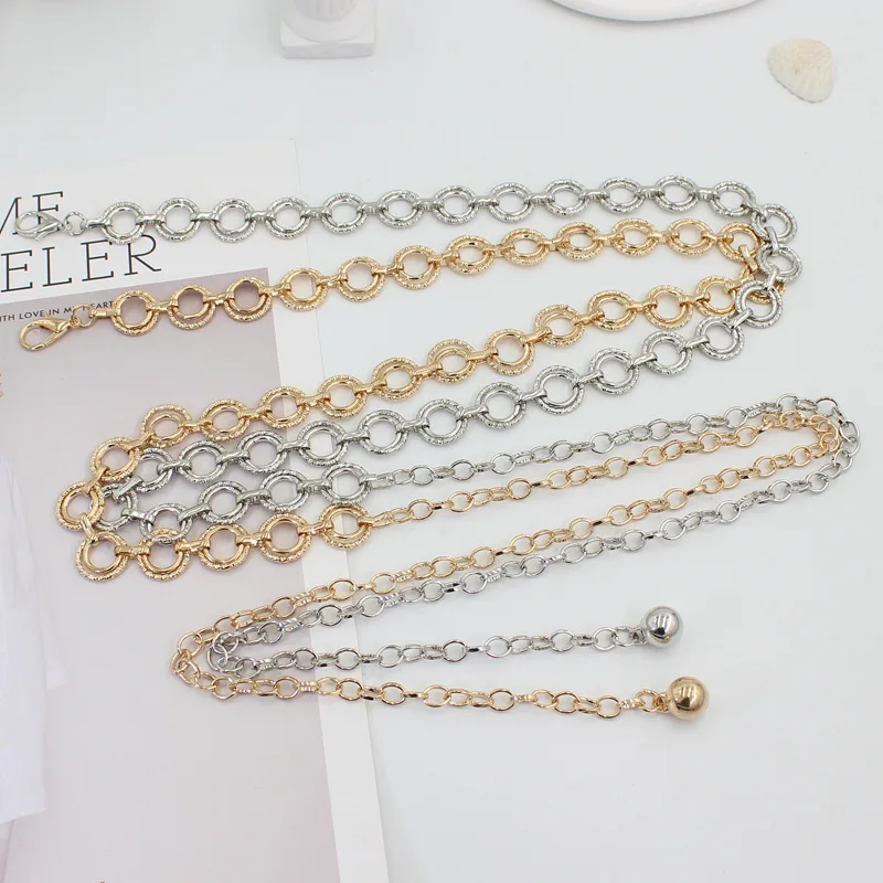 Amaxiu Dames Taille Ketting Riem, Verstelbare Metalen Body Link Voor Jurken en Jeans - Zilver, Eén Maat