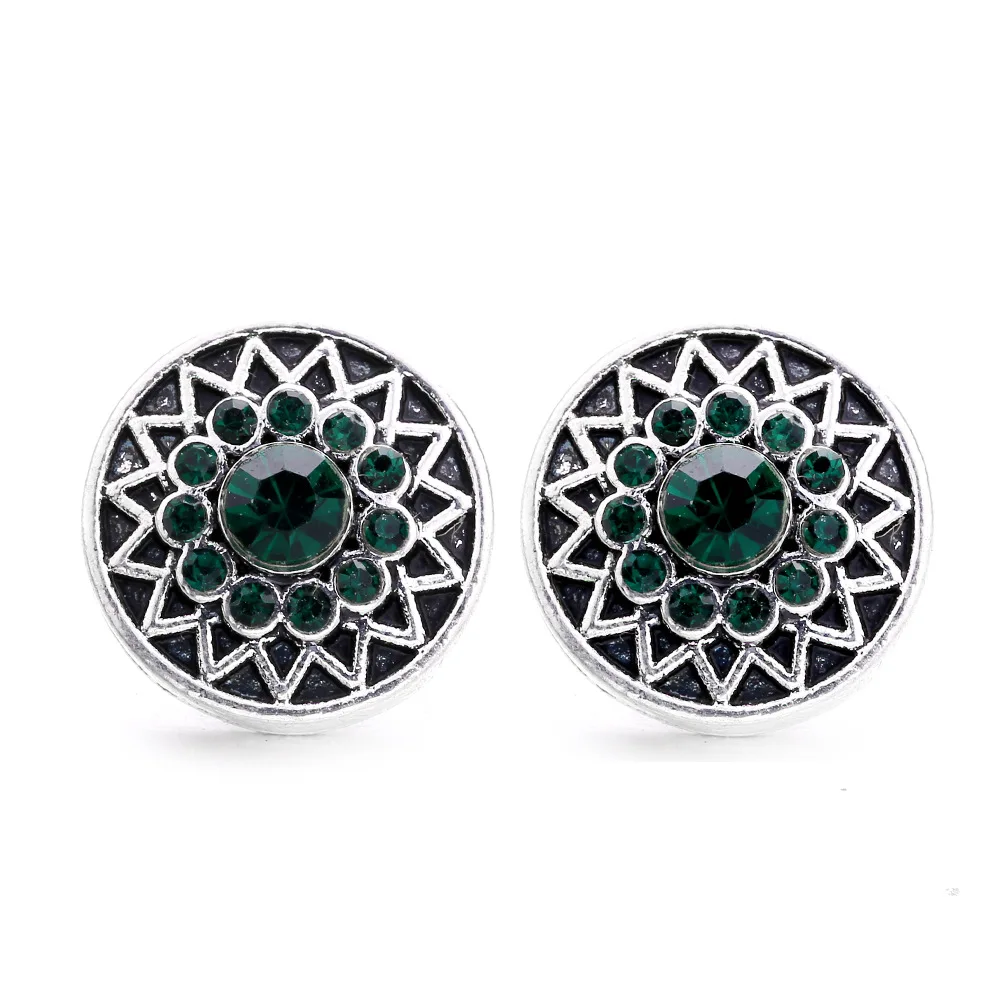 30pcs New Snap Button Jewelry DIY Mini Crystal  Flower 12mm Metal Snaps Buttons Charms for Snap Bracelet Earrings Necklace