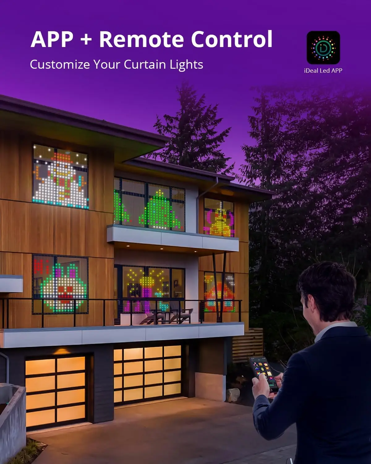 Fairy Lights Smart LED RGB Decor Smart Curtain String Light Bluetooth APP Control Christmas Fairy Light DIY Picture Display Garland Decor