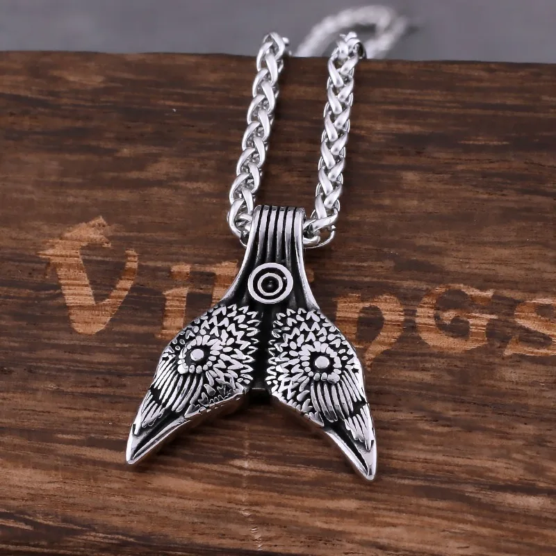 Vintage Viking Crow Head Necklace Odin Nordic Men's, Amulet Pendant, Animal Symbol, Punk Fashion, Jewelry As A Gift for Men