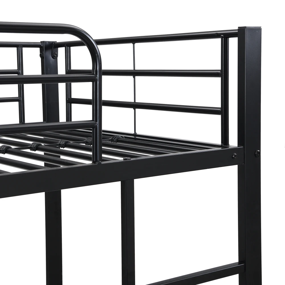 90x200cm&90x190cm Etagenbett aus Eisen, mit ausziehbarem Bett, vierseitige Gitter auf dem oberen Bett, Schwarz und Weiß, für Kinder und Jugendliche – Detail 25