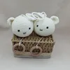 Handmade Crochet Bear Animal Head Knitting Rattle With Music DIY Baby Infant Newborn Teether Sensory Toy 3