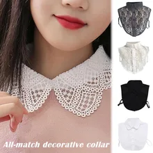 

2022 Newly Stylish Detachable Half Shirt Half Blouse With Floral Lace Fake Collar Elegant For Women Рубашка Женская Галстук
