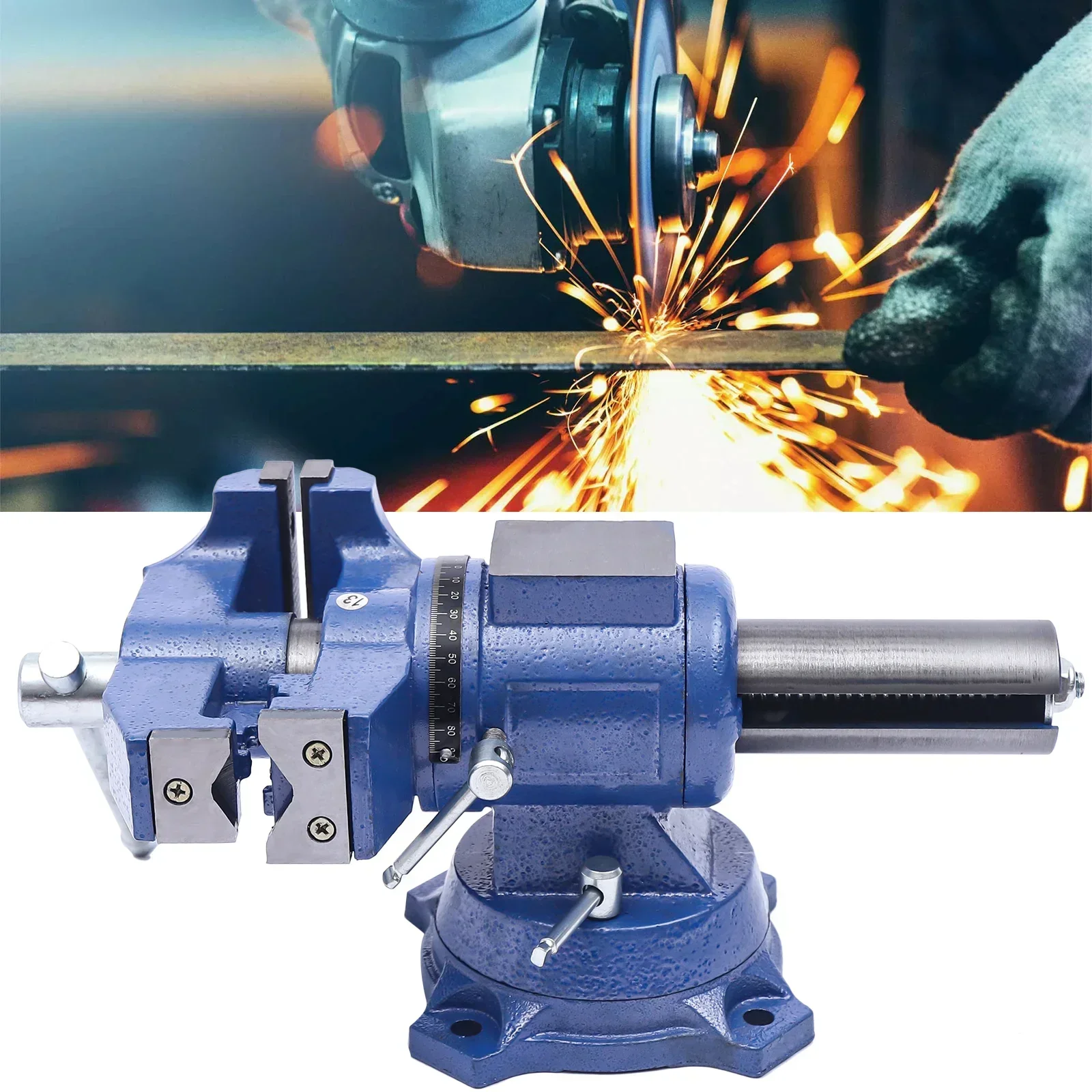 Schraubendreher mit Klemmvorrichtung, 4 Zoll Gesamtbreite: 100 mm, professioneller Tischschraubendreher, Zwei-Achsen-Rotation 360° ° Hochwertige Stahlklauen – Detail 6