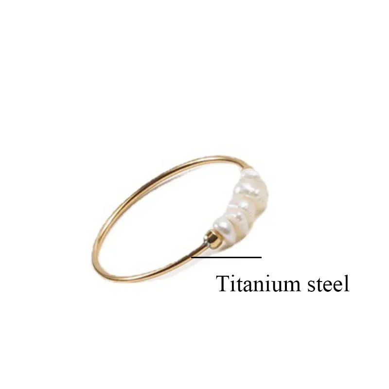 Gold Color Rings Stainless Steel Ring Finger Ring Gold Color Ring Adjustable Rings High End PVD Natural Freshwater Pearl Irregular Gold Color Rings for Women Stainless Steel Jewelry Female Ring