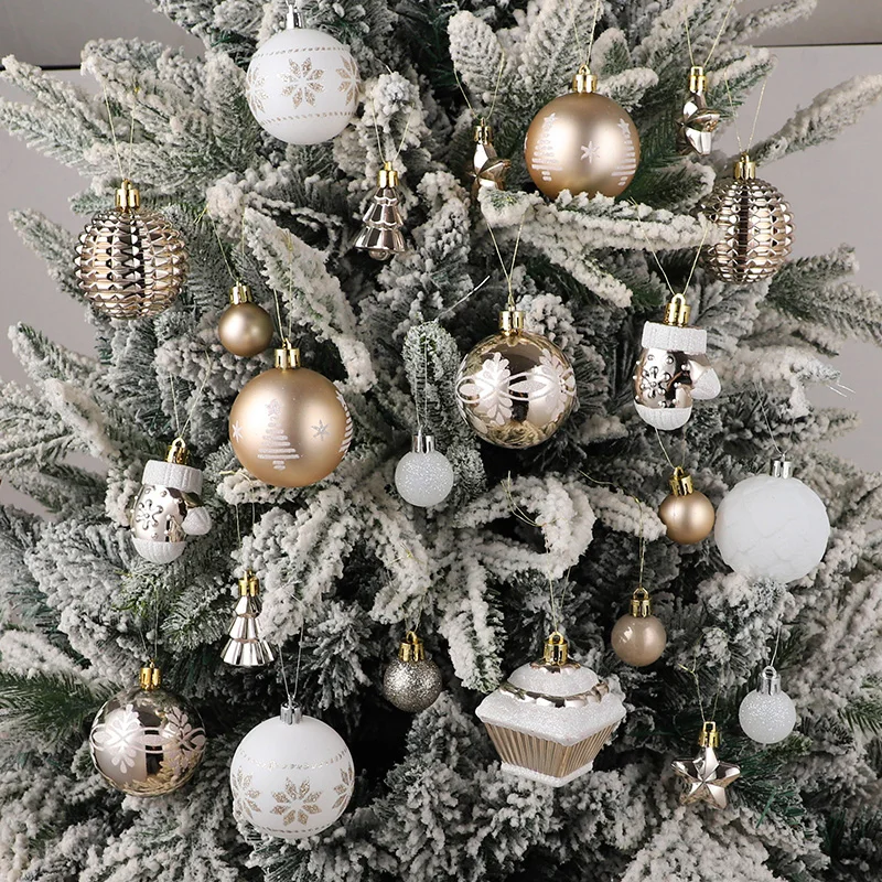 42Pcs 6cm Christmas Ball Champagne Xmas Tree Hanging Pendant Ornaments 2025 Christmas Home Decoration 2026 New Year Party Gifts