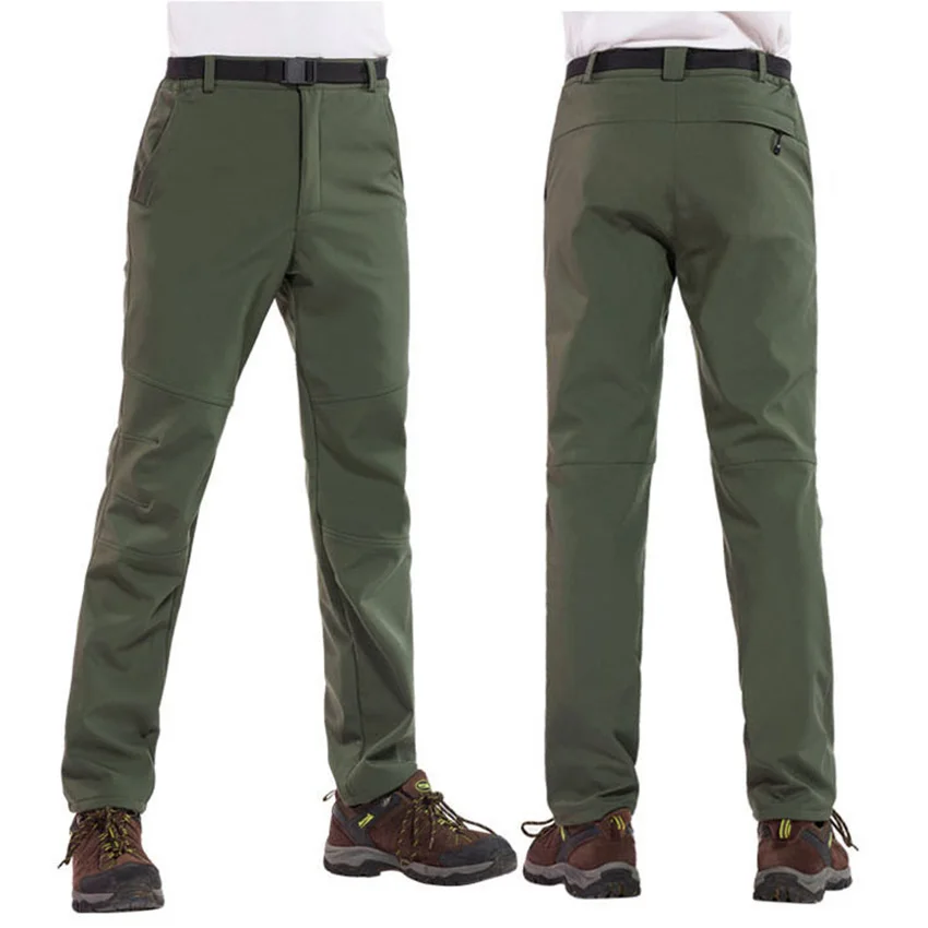 Winter Mens Fleece Warm Hiking Soft Shell Pants Outdoor Sport Waterproof Windproof Camping Fishing Skiing Trekking Trousers PM24 hiking pants fleece pants