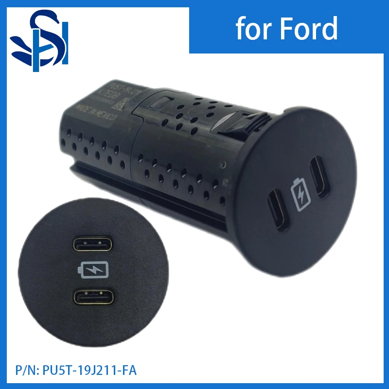PU5T-19J211-FA USB-C Type-C Car Charger Cigarette Lighter Socket for For Ford Focus Mondeo Kuga Edge MK3