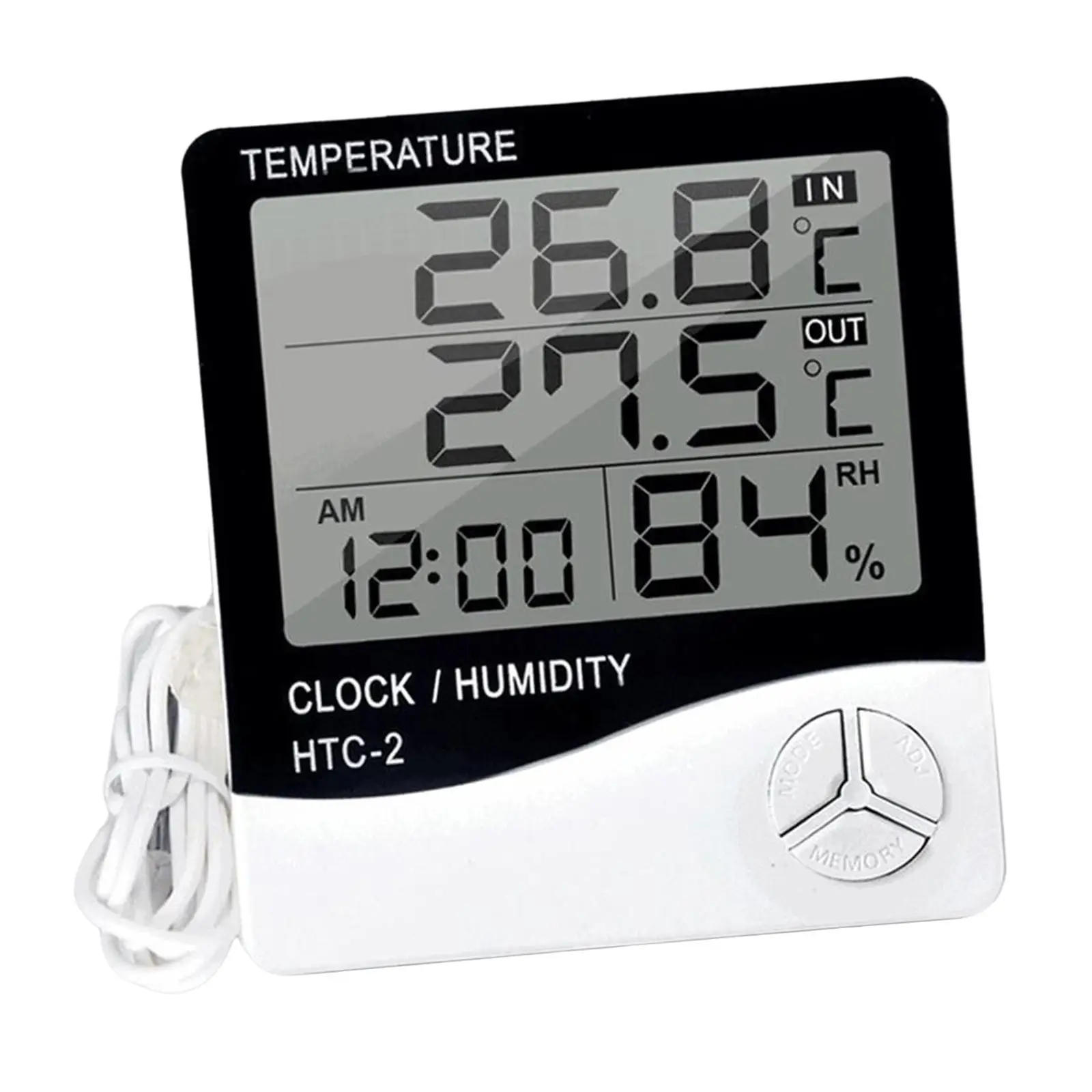 Thermometer Hygrometer Meter Temperatuur Klok Grote Lettertype 12/24H Voor Kelder Closet Indoor AliExpress