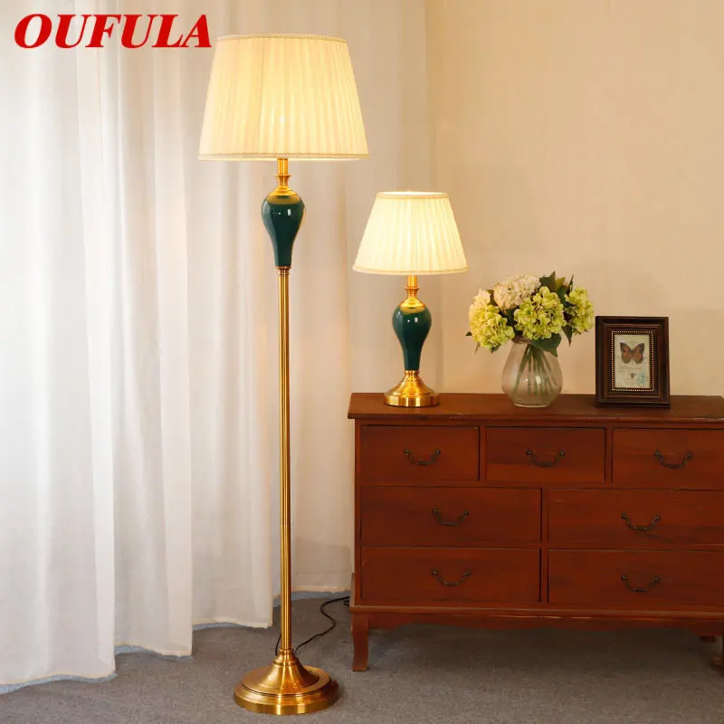 

OUFULA Modern Ceramic Floor Lamp Creative American Simple Standing Lights LED Decor For Home Living Room Bedroom Study