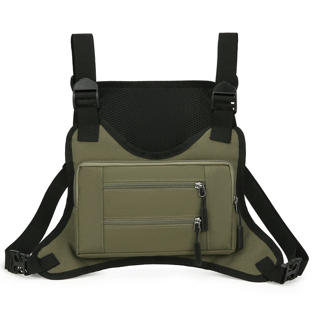 Front Chest Pack Multi-Pockets Fashion Sport Backpack Adjustable Strap Streetwear Chest Bag for Running Travel 5