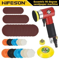 HIFESON Eccentric 90° Pneumatic Sander Polishing Grinder Machine Air Tools Powered Polisher Set for Car Metal Wood Polishing 1