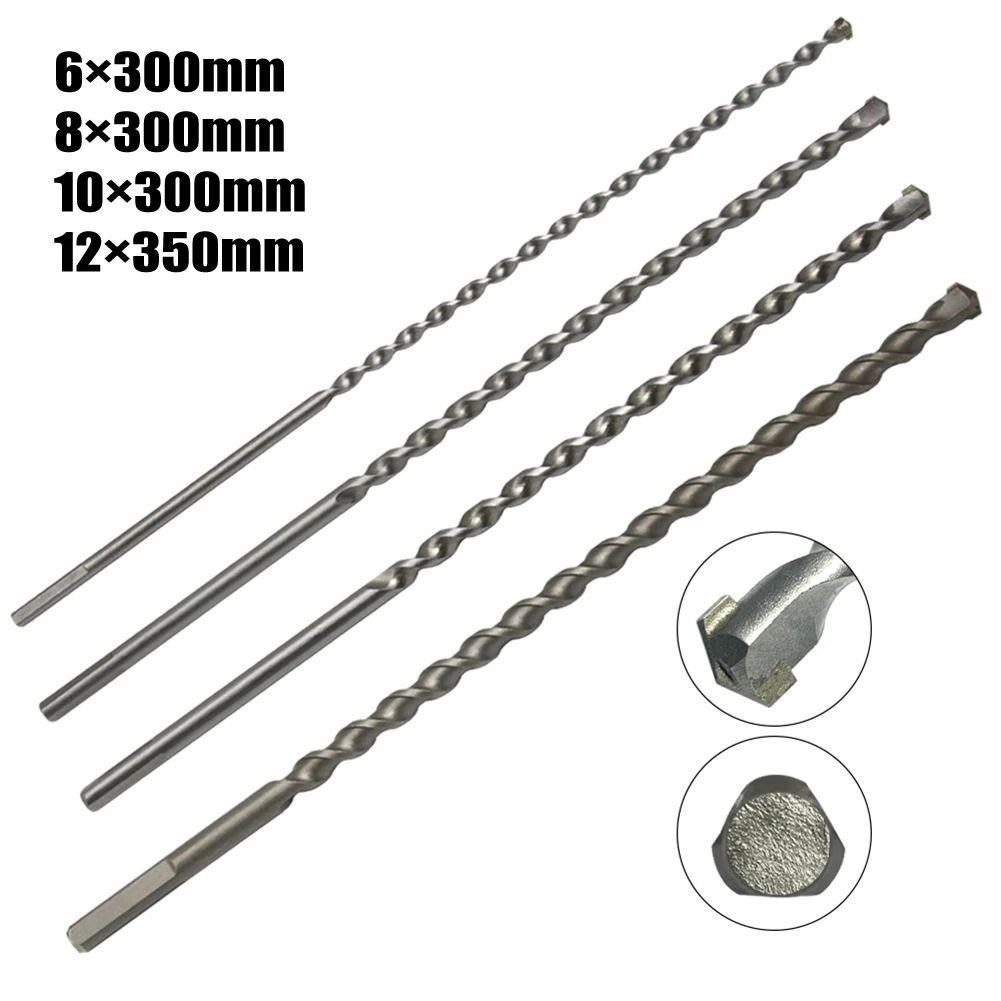 4pcs 300mm Long Masonry Drill Bit Set SDS Plus Shank Extra Long