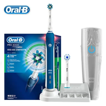 Oral B Pro 4000 3D Smartseries Ultrasonic Electric Toothbrush with Visible Pressure Sensor Power 4 Modes Waterproof Rechargeable 1