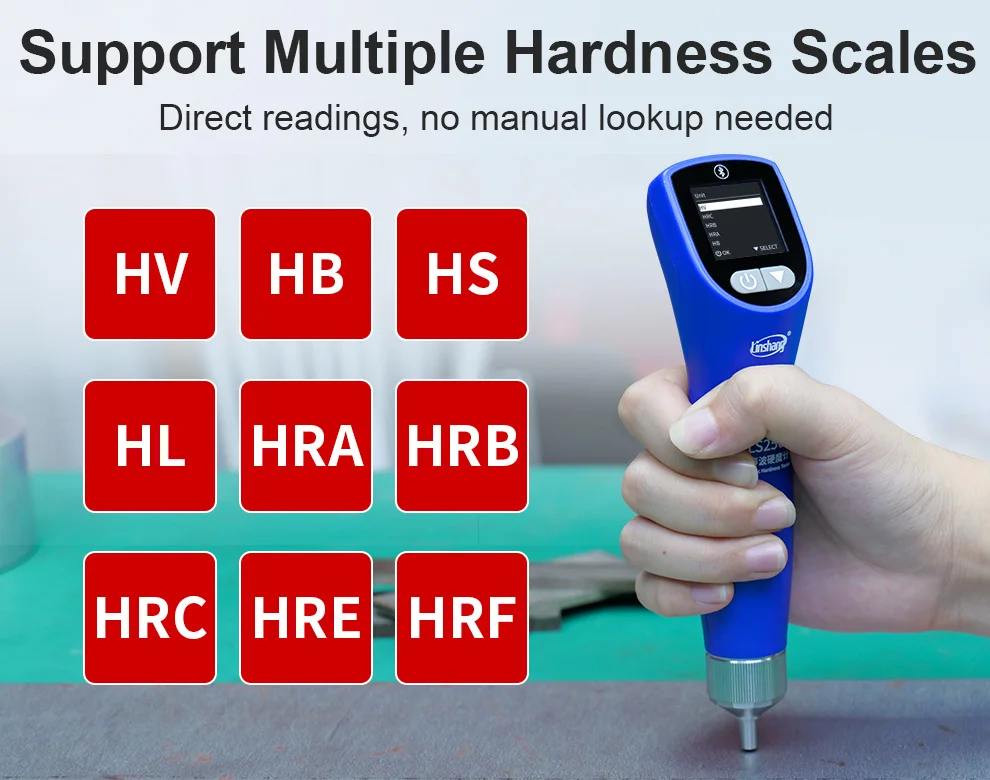Portable Ultrasonic Leeb Hardness Tester with Calibration Block 170-960 HLD 9 Ha