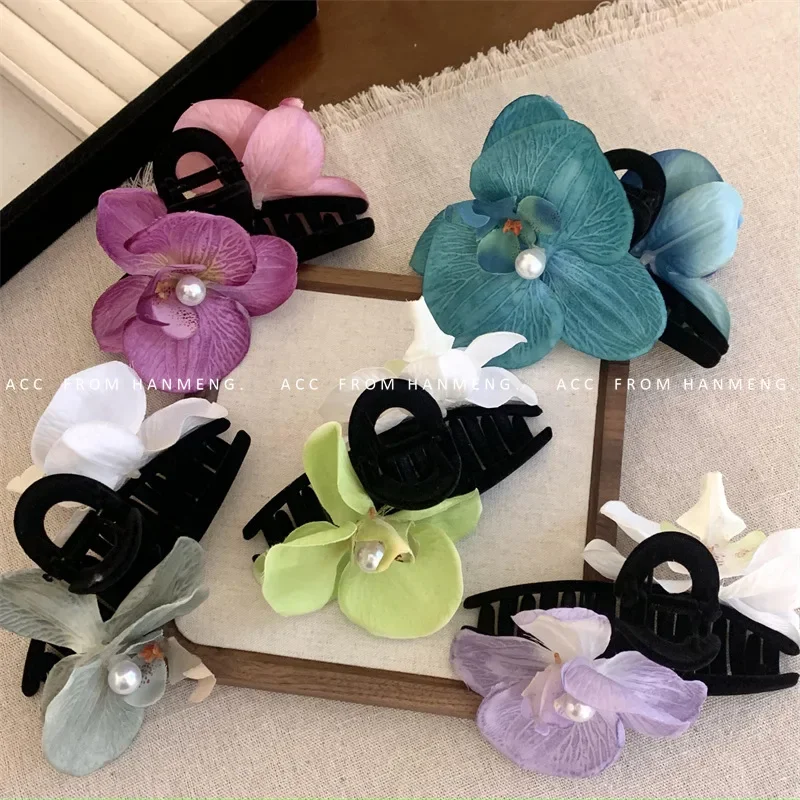 

New Butterfly Orchid Flower Hair Clip Claw Women Ladies Fairy Flower Side Clips Headwear Hairpin Barrette Hair Accessories