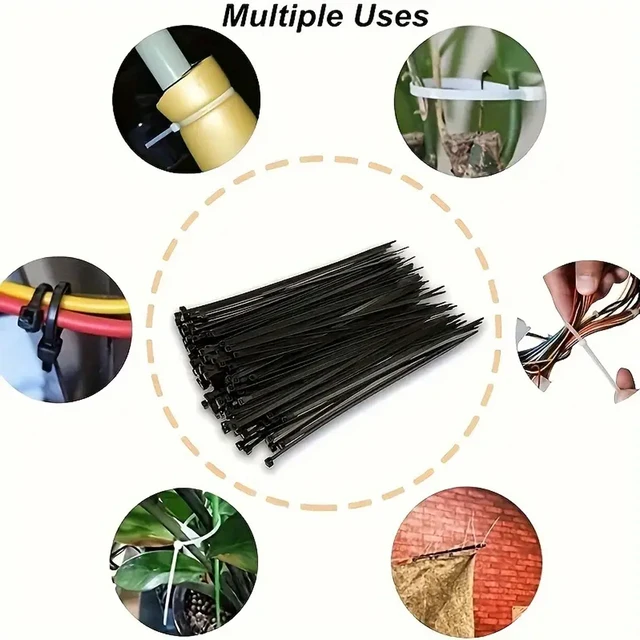 100-1500Pcs Self-locking Plastic Nylon Tie Black/white Zip 2