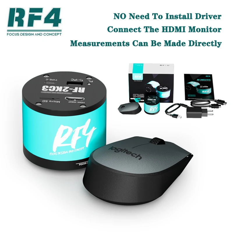 

RF4 Full HD 2K 1080P 60FPS Industry Video Microscope Camera HDMI USB Simultaneous Output Magnifier Chip Phone Repair RF-2KC3