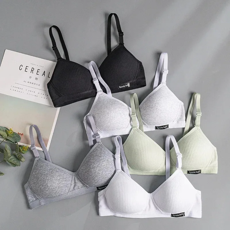 Cotton Women's AB cup Bra Underwear Wireless Gathering Comfortable V-Bra Women's Upward Push Underwear 5