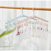 Collapsible Clothes Drying Rack Travel Shirt Socks Hangers with Clips Foldable Pants Clothes Hangers Closet Organizer 2