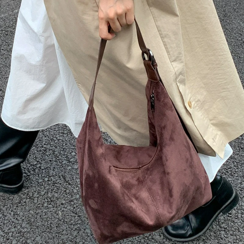 Nuova borsa tote in pelle scamosciata di grande capacità transfrontaliera Borsa a tracolla singola casual e versatile Borsa sotto le ascelle alla moda - immagine 3