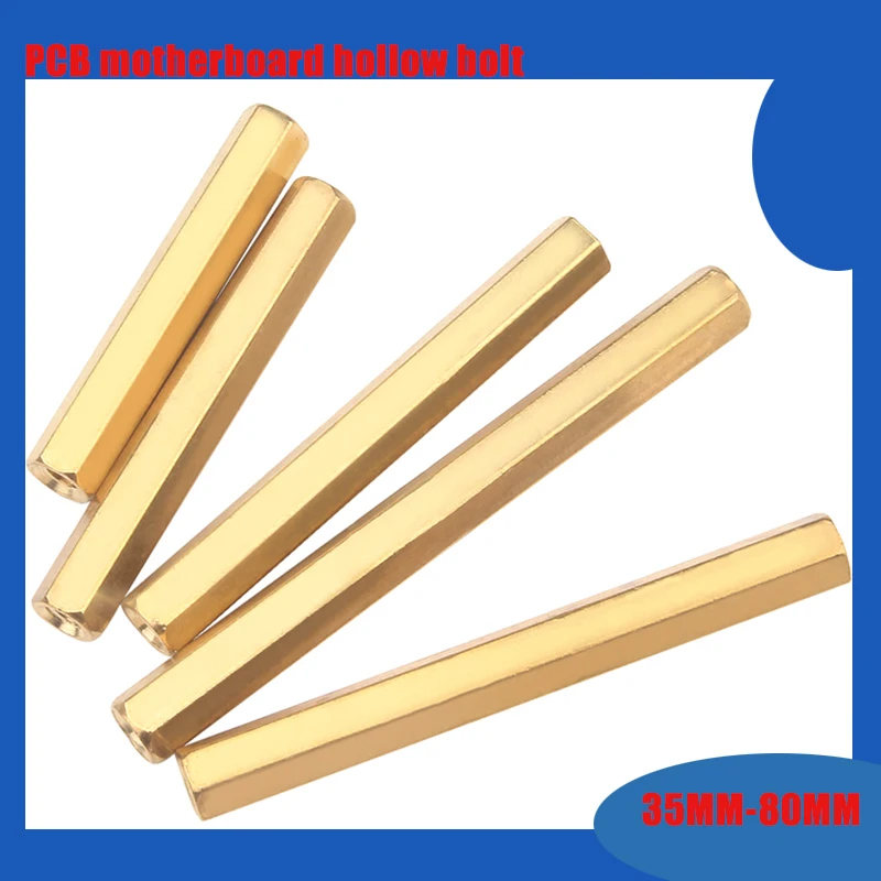 Latão Hex Standoff Pilar Stud Mount Spacer Hexagon Pcb Placa-mãe Oco Parafuso Parafuso Macho e Fêmea Parafuso m3 m4 m5 m6 35 Mm80 mm 50 Pcs