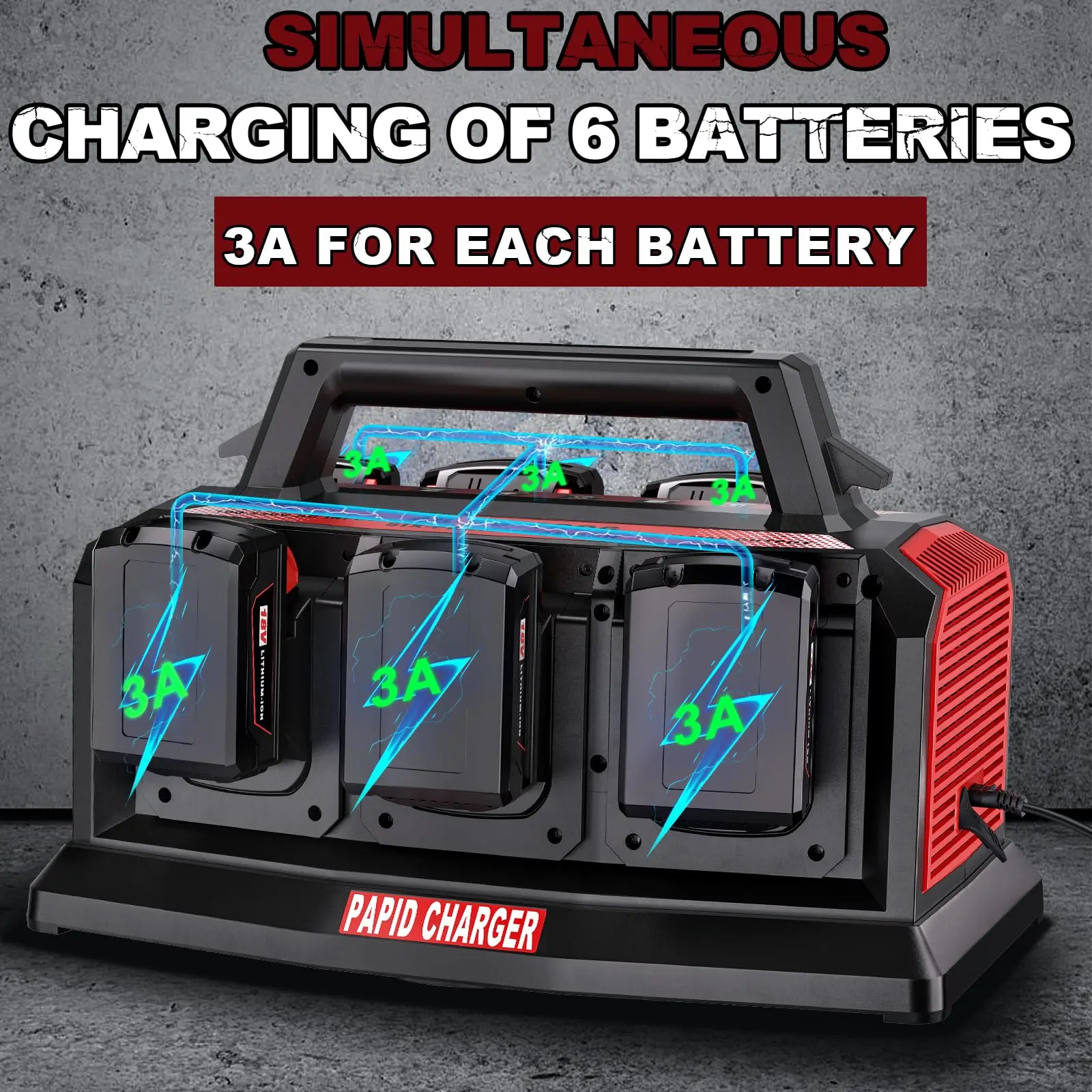 Replacement for Milwaukee M18 Battery Charger Station 6-Ports Simultaneous Rapid