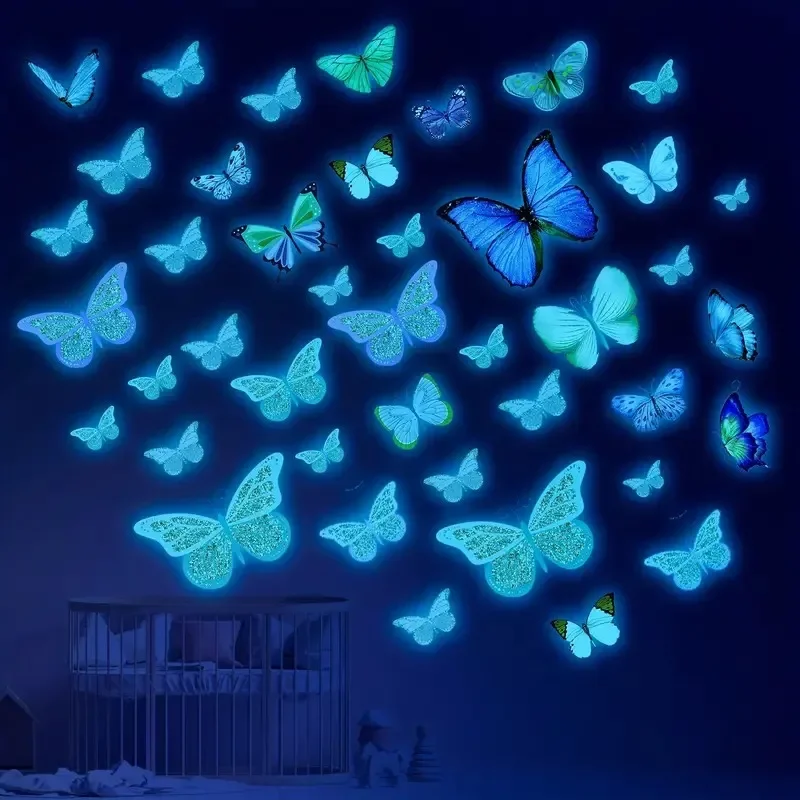 Glow in The Dark Butterfly Wall Stickers Luminous Removable Decals for Kids Room Removable and Reusable Decor Party Decoration