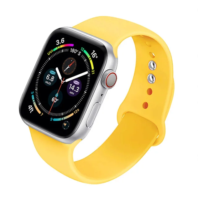 Silicone Strap For Apple Watch Band 44mm 40mm 41mm 38mm 45mm Smartwatch Rubber Sports Watchband Belt Bracelet iWatch 7 6 se 5 4 Canary-Yellow-51