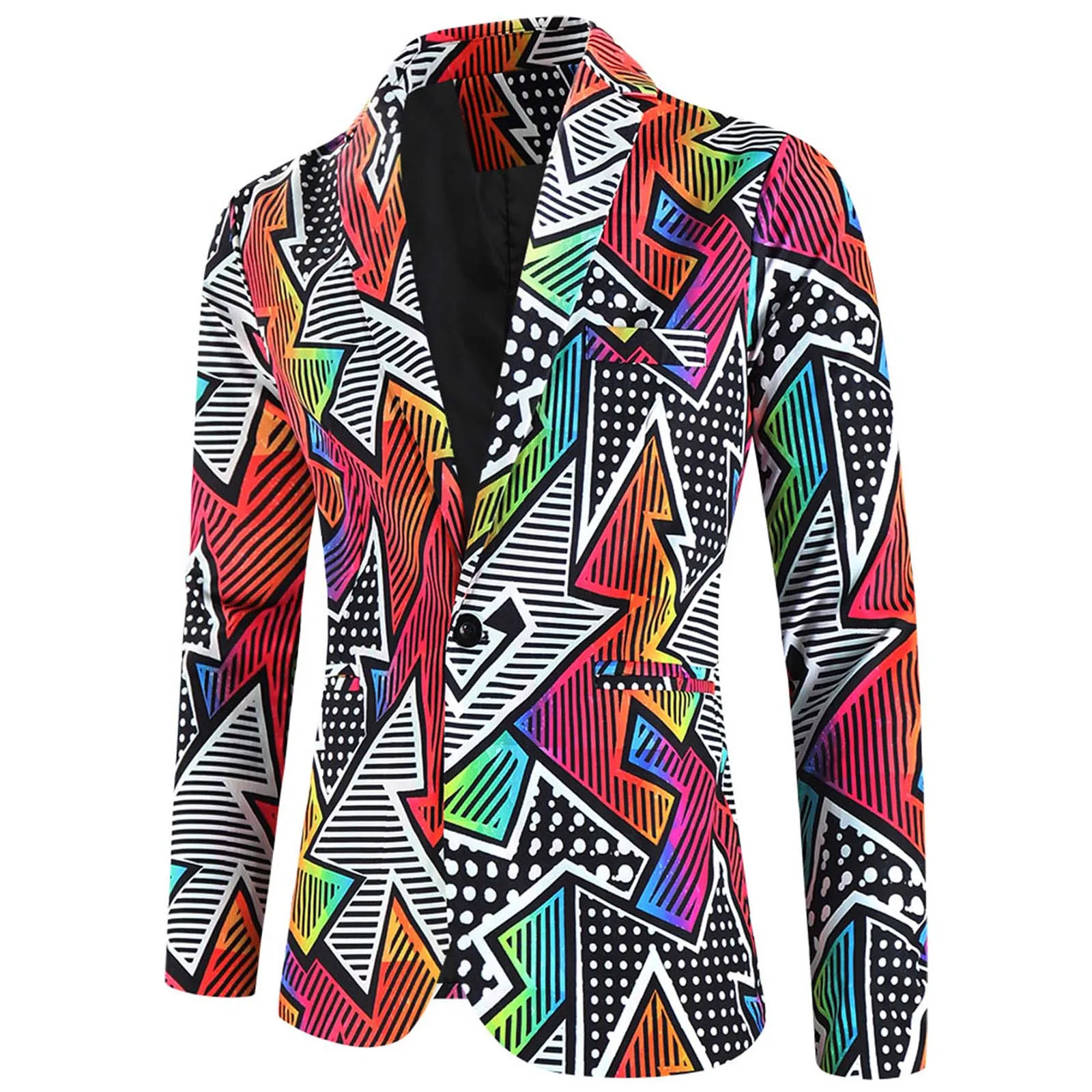 Sd2917d8976844cab989a69e5800369a1K Men's Printed Blazer Coat Slim Fit Long Sleeve Casual Business Jacket