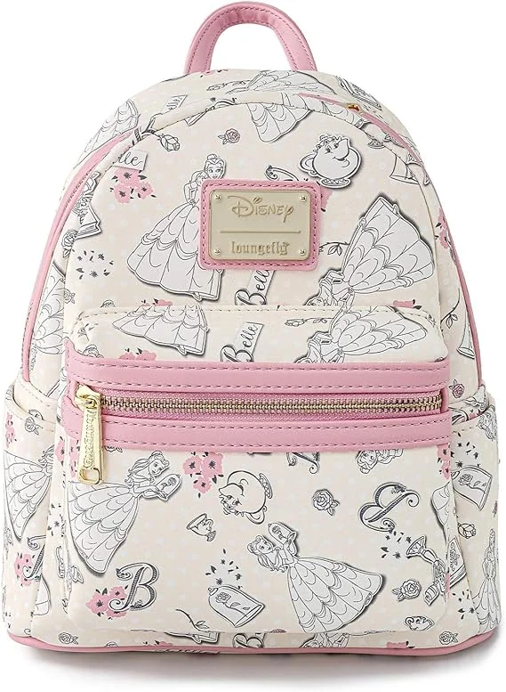 New Disney Loungefly Princes Stitch Beauty And The Beast Pixar Up Double Strap Shoulder Bag Purse School Backpack Kids Gifts