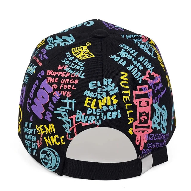 Berretto da baseball con lettera di moda Graffiti Cappellino Hip Hop con visiera Cappello a molla da uomo Berretto in cotone con snapback regolabile per cappelli da donna_voghion.com