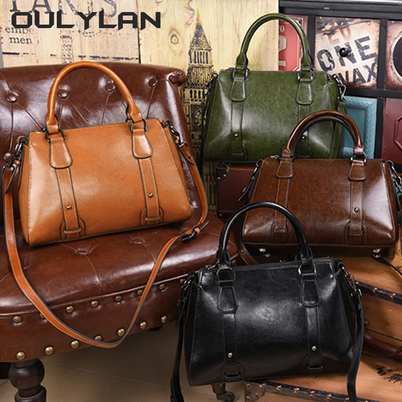 

NEW Women's Business Commuter Luggage Leather Boston Bag Trendy Large Capacity Shoulder Bag Leather Belt Decoration