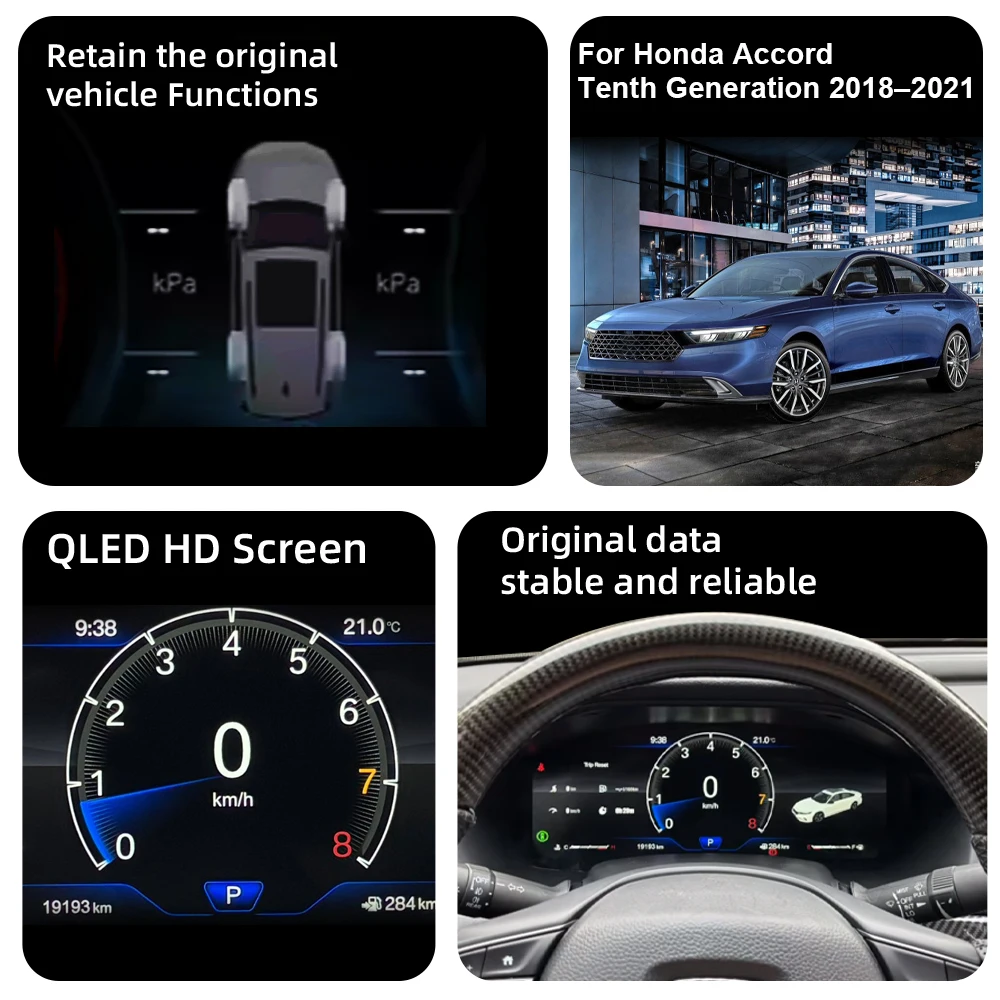 Digital Instrument Cluster For Honda Accord Tenth Generation 2018–2021 Speedomet