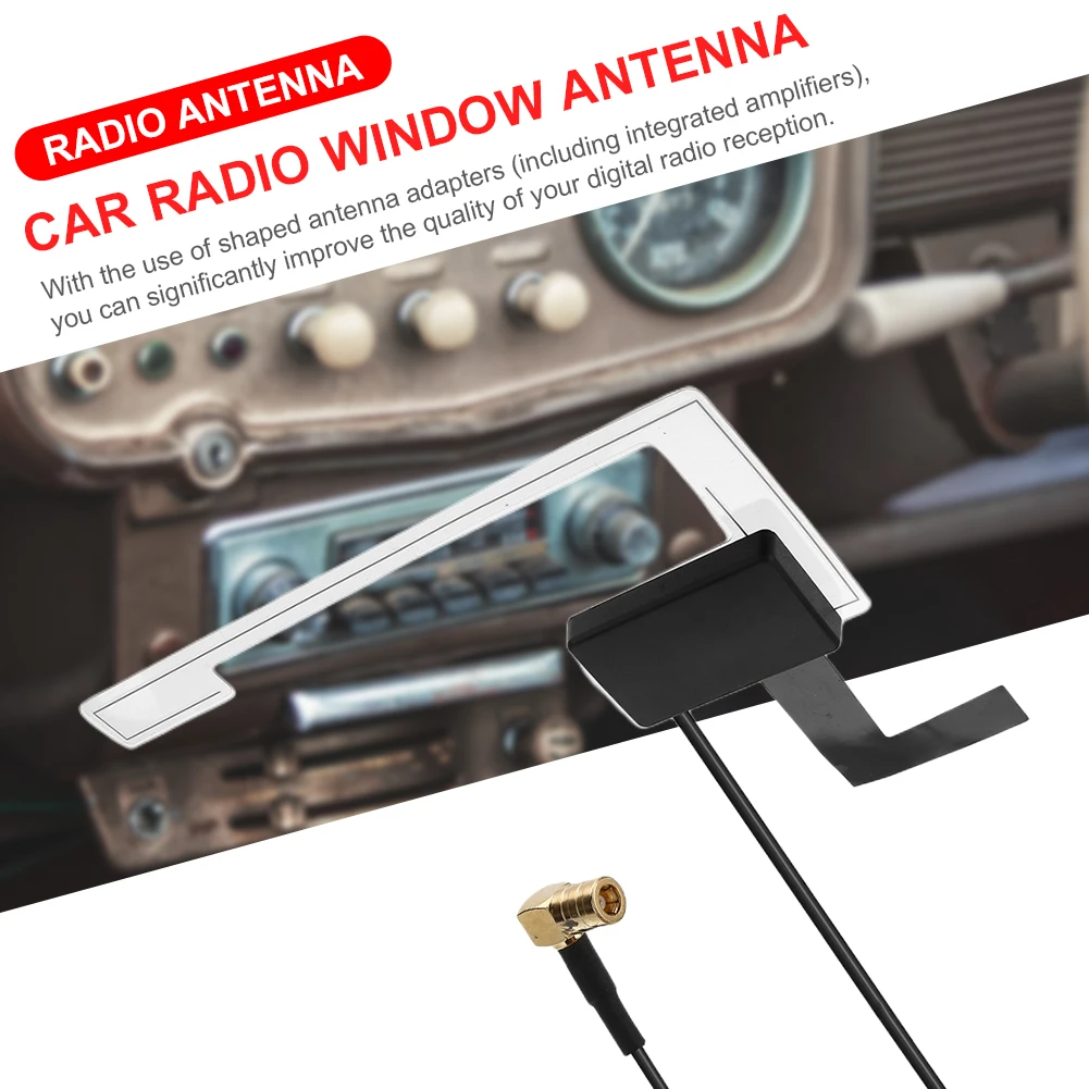 Active DAB Aerial with SMB Adapter Digital Radio Antenna Hidden Adhesive Window Roof Windshield Antenna for Vehicle Truck SUV