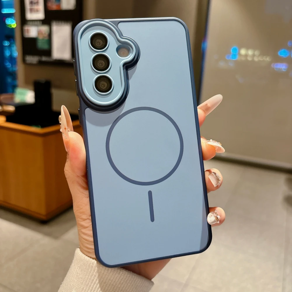 Solid Color Magnetic Charging Shockproof Phone Case with Camera Protection