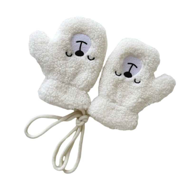 B2EB Lamb Wool Kids Gloves Full Finger Warm Cartoon Designings Gloves for Winter Play