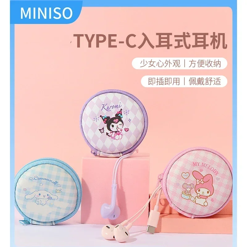 Miniso Cinnamoroll Kuromi Melody Type-c In Ear Style Headset Wired