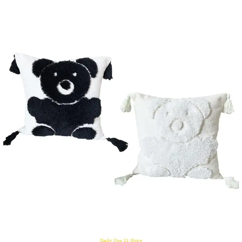 

Soft Throw Pillow Cover Boho Cushion for Case Bear Tufted Pillowcase for Shell for Sofa Couch Car Bedroom Living Room Inch