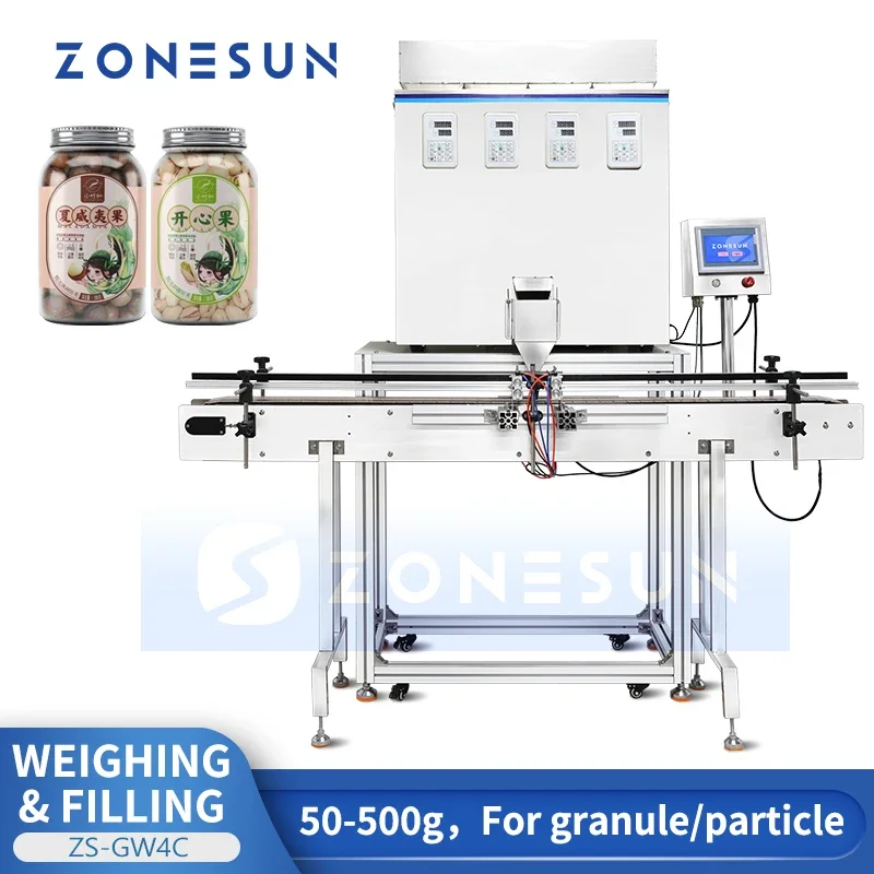 

ZONESUN Automatic Granule Packing Machine Digital Control Particle Filler for Beans Nuts Beads Grain Filling Equipment ZS-GW4C